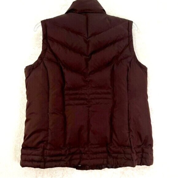 ATHLETIC WORKS Down Puffer Vest Womens L Darkest Brown Front Zip Pockets Hiking - Picture 2 of 15